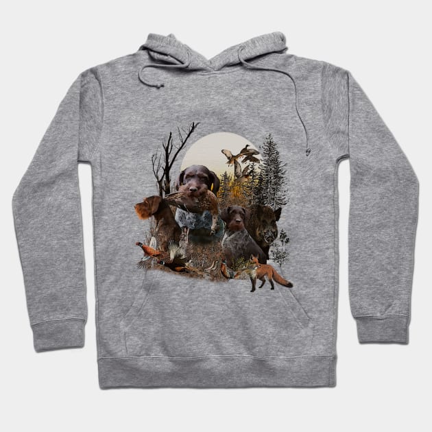 German Wirehaired Pointers Hoodie by German Wirehaired Pointer 